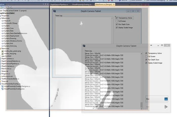Early prototype setup with depth sensor