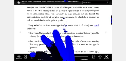Transparency mode showing hand overlay on content