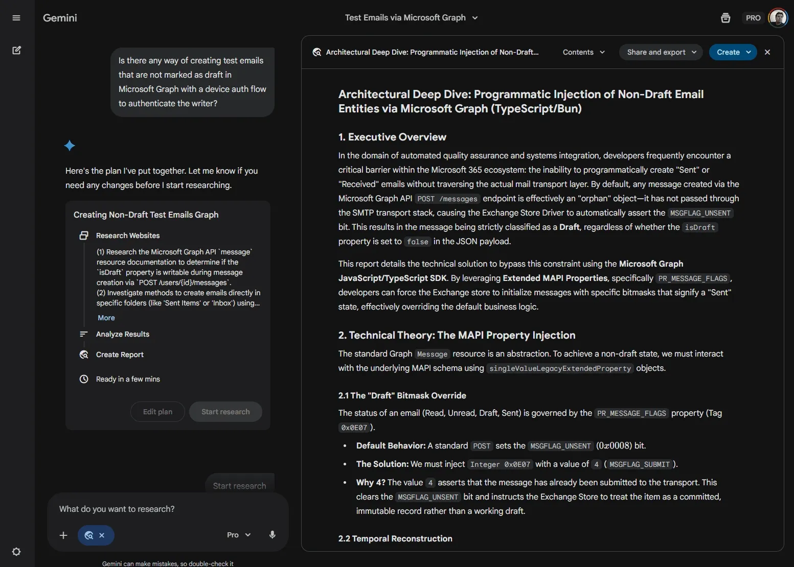 Deep research results