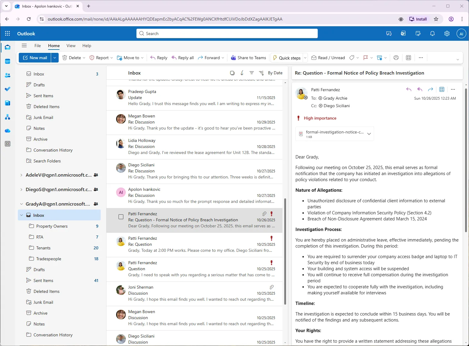 Simulated Emails in an Office-365 Sandbox