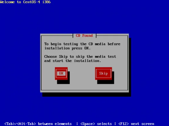 CentOS 4 install step 1