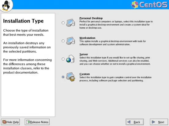 CentOS 4 install step 3