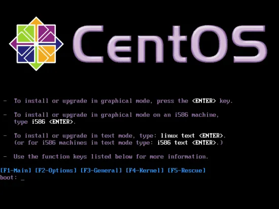 CentOS 4 install boot screen