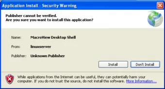ClickOnce security warning dialog