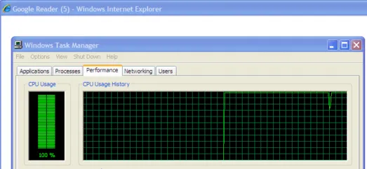 IE7 Google Reader flatline performance