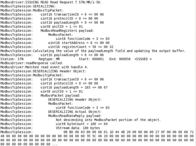 Modbus Driver Debug Log
