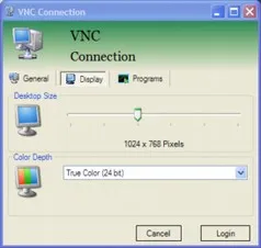VNC connection display settings